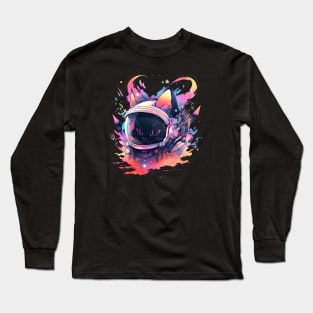 Black Cat in Spacesuit Long Sleeve T-Shirt